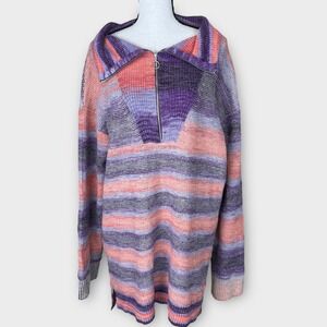Daily Practice Women's Striped Quarter Zip Pullover Sweater Size M‎ NWOT $148